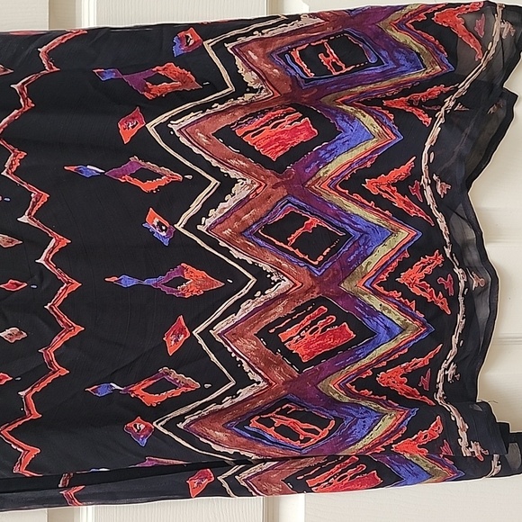 Chico's Design 100% Rayon Black and Multicolor Patterned Skirt Size 3 (16) - Picture 2 of 6